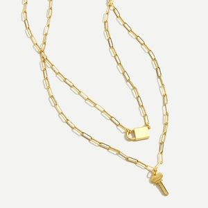 J. Crew Gold Lock and Key Necklace Set (New With Tags)